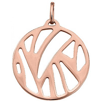Pendentif  Perroquet Laiton Finition Or Rose Rond 25 mm