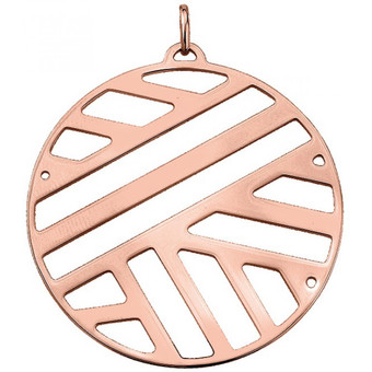 Pendentif  Ruban Laiton Finition Or Rose Rond  45 mm