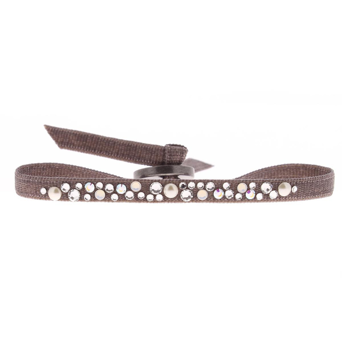 bracelet tissu marron cristaux swarovski a36670