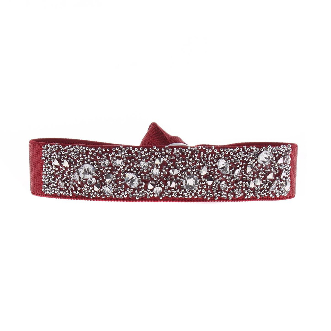 bracelet tissu rouge cristaux swarovski a38159