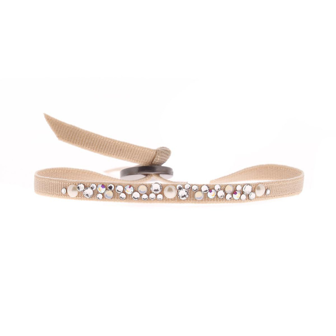 bracelet tissu beige cristaux swarovski a38386