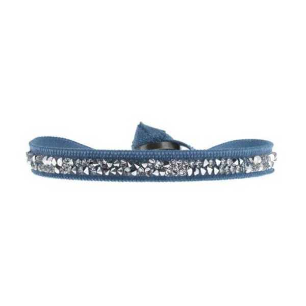 Les Interchangeables Bracelet Tissu Bleu Cristaux Swarovski A24965 A24965