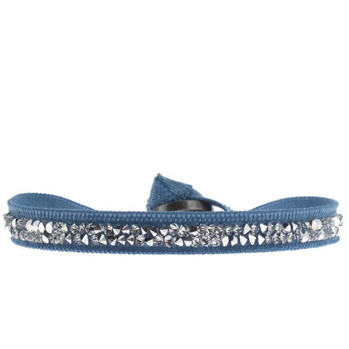 Bracelet Tissu Bleu Cristaux Swarovski A24965