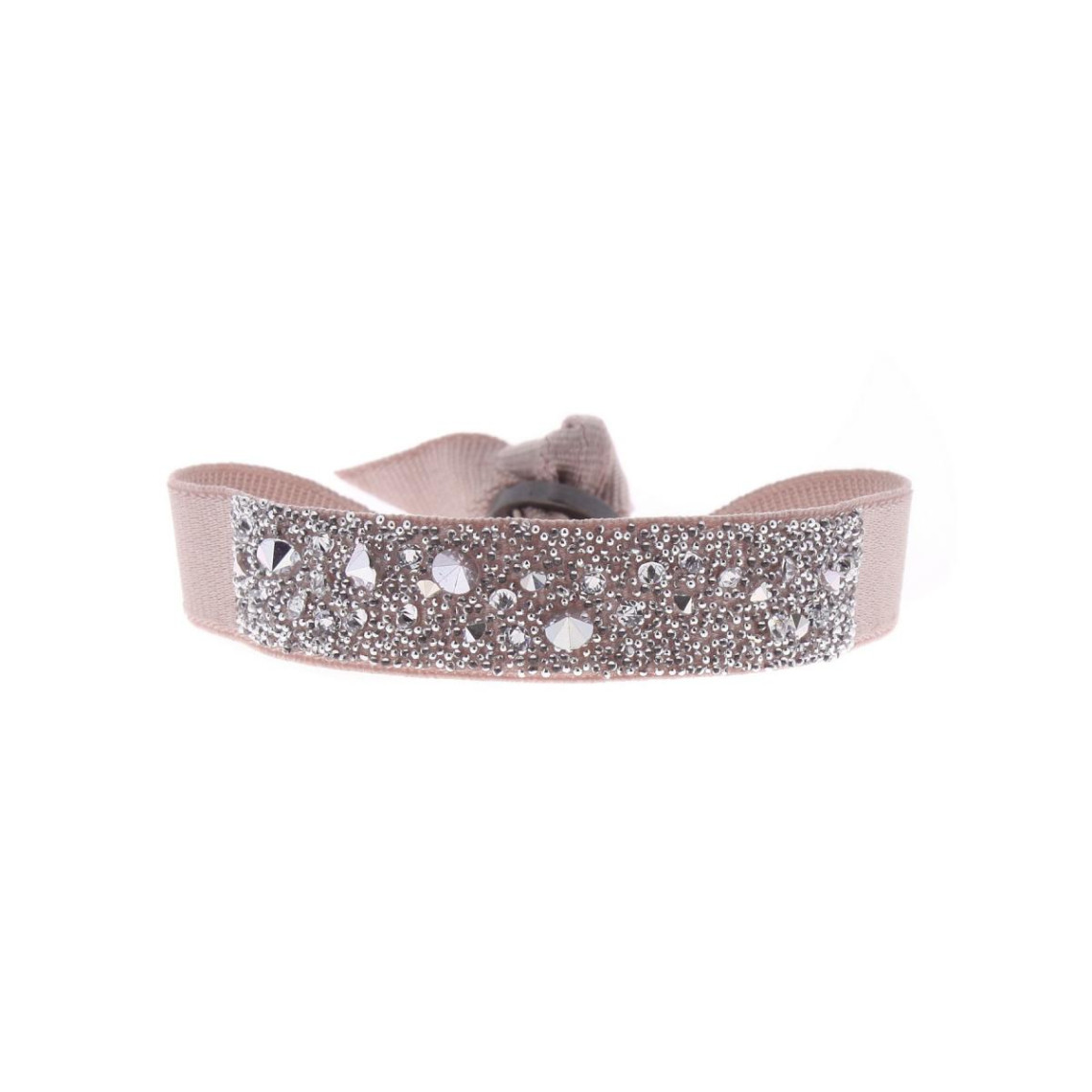 bracelet tissu beige cristaux swarovski a35892