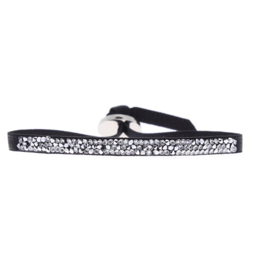 Les Interchangeables - Bracelet Tissu Noir Cristaux Swarovski A37032 - Bijoux noir de marque