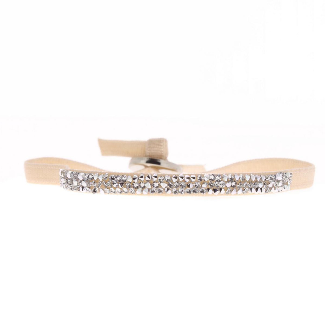 bracelet tissu beige cristaux swarovski a37096