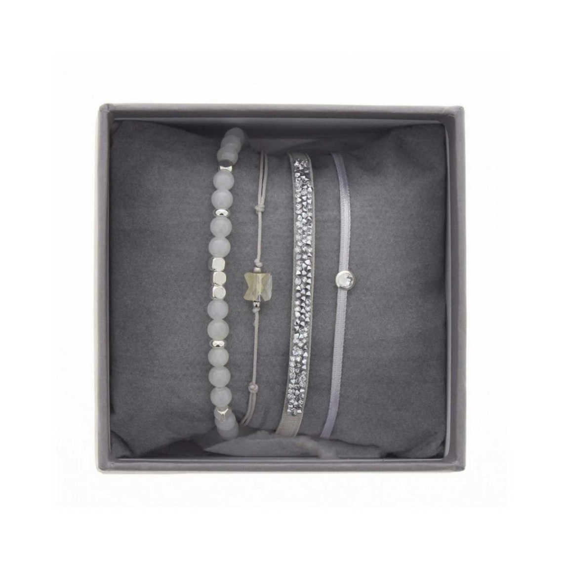 bracelet tissu gris cristaux swarovski a38628