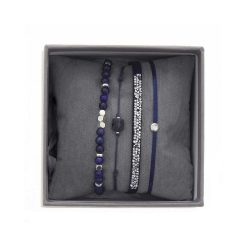 Bracelet Tissu Bleu Cristaux Swarovski A38640