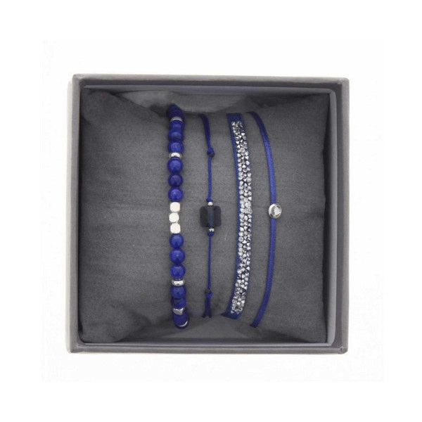 Les Interchangeables Bracelet Tissu Bleu Cristaux Swarovski A38642 A38642