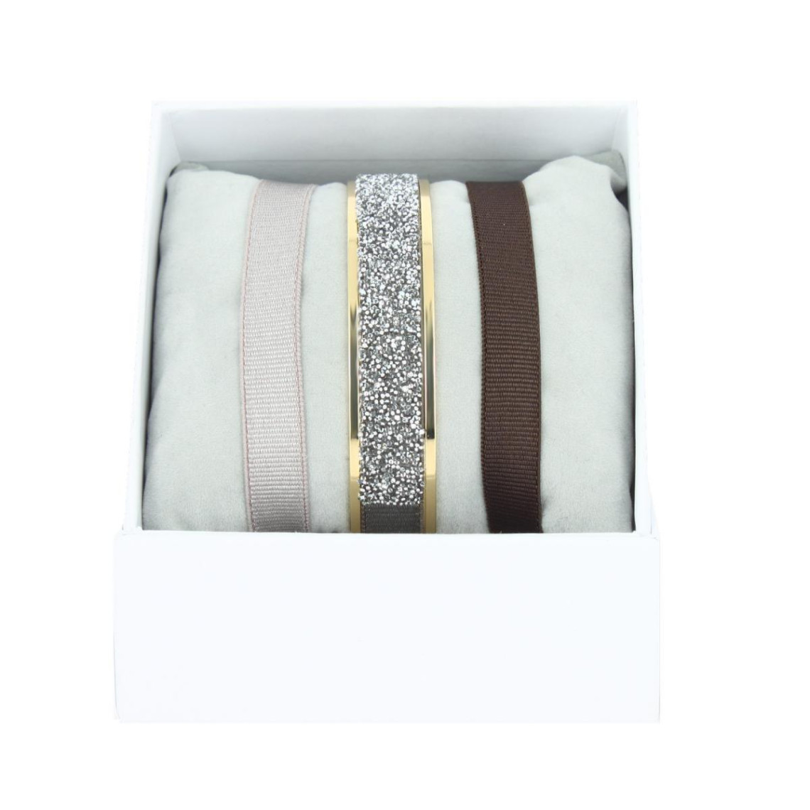 bracelet les interchangeables a47065 - coffret jonc ruban or jaune cristal femme
