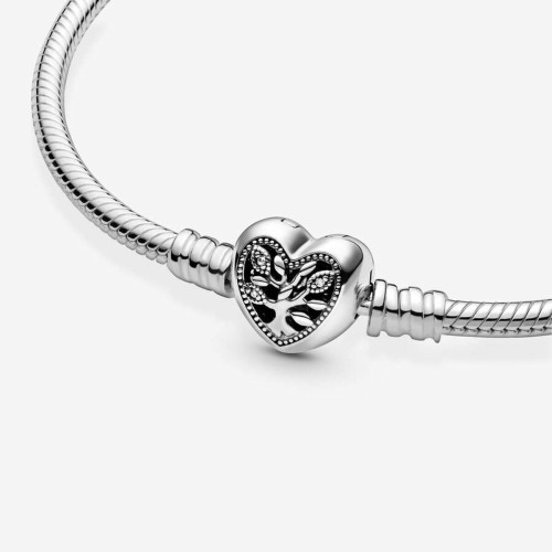 Pandora Bracelet argent Maille Serpent Fermoir Cœur Arbre de Vie Fête des mères 598827C01-17