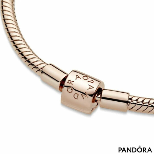 Pandora Bracelet Maille Serpent Fermoir Barillet Pandora Moments Métal doré à l’Or Rose fin 585/1000ᵉ 588781C00-16