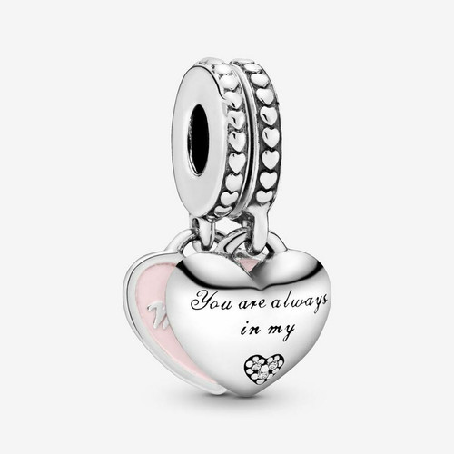 Pandora - Charm pendentif avec cœurs mère et fille Pandora Moments Argent 925/1000ᵉ - Charms pendentif argent