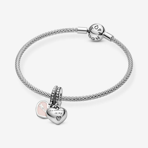 Pandora Charm pendentif avec cœurs mère et fille Pandora Moments Argent 925/1000ᵉ Argent 925/1000 792072EN40