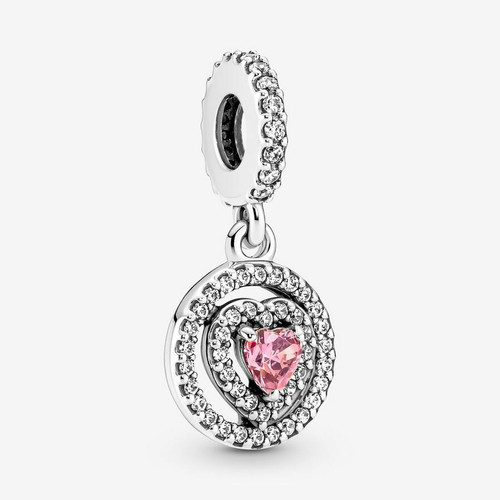 Pandora - Charm Pendant Cœur Double Halo Scintillant Argenté - Pandora Timeless - Charms pendentif rose