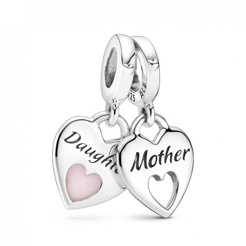 Pandora - Charm Double Pendant argent Cœur Séparable Mère & Fille - Charms et perles