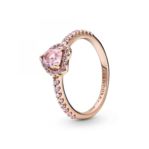 Pandora - Bague rose gold Cœur Surélevé & cristal rose Pandora Timeless - Promo bijoux charms 30 a 40