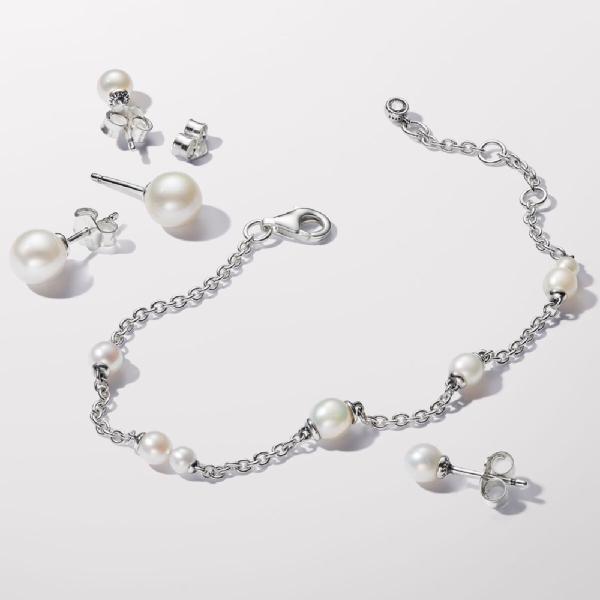 Pandora Bracelet femme en argent sterling avec perle blanche et zircone Pandora Timeless  593172C01-18