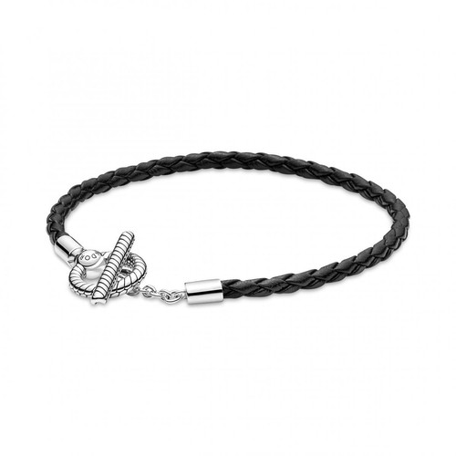 Pandora - Bracelet en Cuir Tressé avec Fermoir T Pandora Moments - Pandora - Bijoux noir de marque