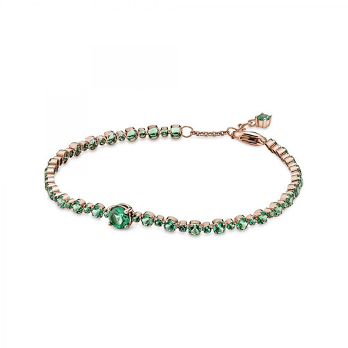 Pandora - Bracelet rose gold Rivière Pavé avec cristaux vert royal Pandora Timeless - Charms pandora vert