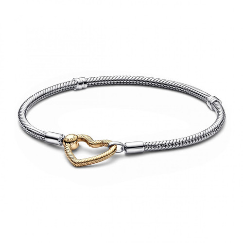 Pandora - Bracelet Maille Serpent Fermoir Cœur Pandora Moments en Métal doré à l'or rose fin 585/1000 - Bracelet argent