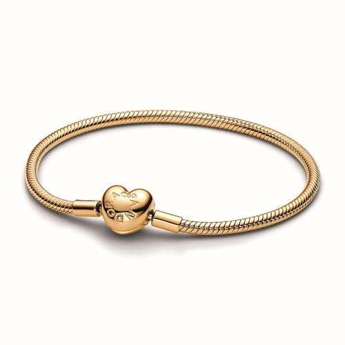 Pandora - Bracelet maille serpent fermoir cœur - Pandora Moments - Bijoux coeur de marque