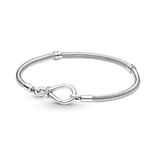 Pandora - Bracelet Maille Serpent Nœud de l’Infini Argenté - Pandora Moments  - Bijoux gris