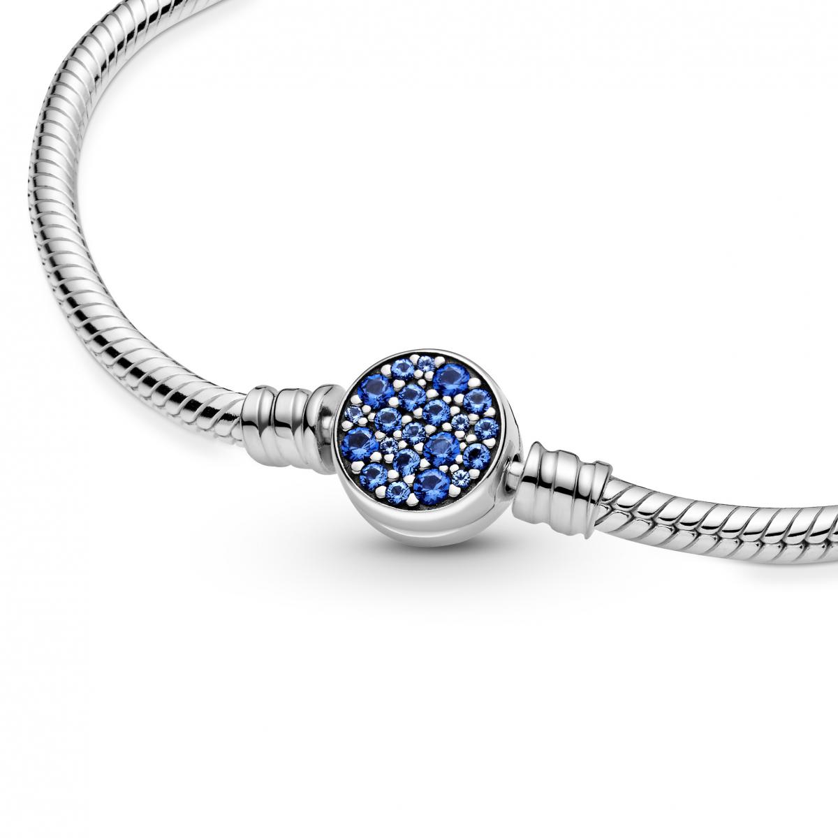 Bracelet Maille Serpent Fermoir Médaillon Bleu Scintillant Moments  599288C01 Pandora Bijoux