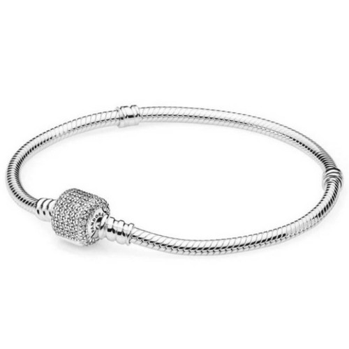 Pandora - Bracelet Maille Serpent Fermoir Pavé Scintillant Pandora Moments Argent 925/1000ᵉ - Promotions Bijoux Charms