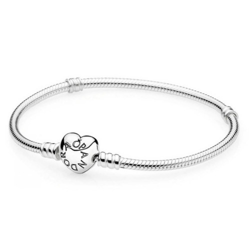 Pandora - Bracelet Maille Serpent Fermoir Cœur Pandora Moments Argent 925/1000ᵉ - Bracelet charms