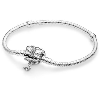 Pandora - Bracelet Maille Serpent Fermoir Papillon Pandora Moments Argent 925/1000ᵉ - Bracelet charms