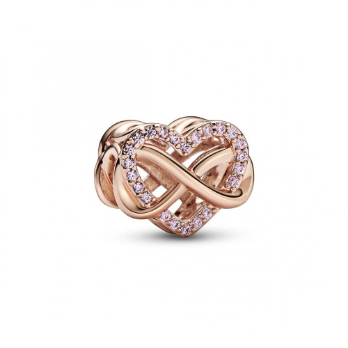 Pandora - Charm Clip Pendant Cœurs de l'Infini Scintillants en métal doré à l'or rose fin 585/1000 - Bijoux charms rose
