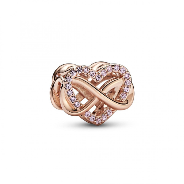 Pandora Charm Clip Pendant Cœurs de l'Infini Scintillants en métal doré à l'or rose fin 585/1000 782246C01