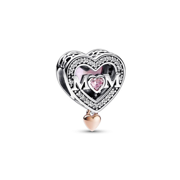 Pandora Charm Cœur et Mum Ajouré Bimatière Rose –  Pandora Moments 782653C01