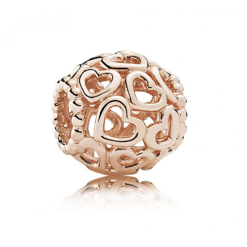 Pandora - Charm Parsemé de Cœurs Pandora Moments Métal doré à l’Or Rose fin 585/1000ᵉ - Bijoux pandora or rose