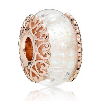 Charm Verre de Murano Iridescent Pandora Moments Métal doré à l’Or Rose fin 585/1000ᵉ