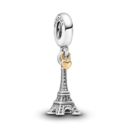 Pandora - Charm Pendant Tour Eiffel Paris et Cœur Pandora Moments Argent 925/1000ᵉ - Charms pandora argent pendentif