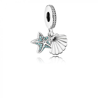 Pandora - Charm Pendant Étoile de Mer & Coquillage Pandora Moments Argent 925/1000ᵉ - Bijoux charms vert