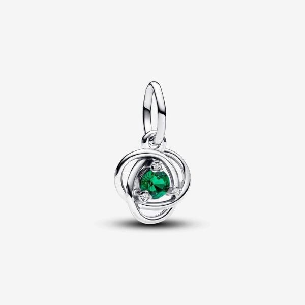 Pandora Charm argent sterling avec cristal vert royal et zircone transparent femme Pandora Moments  793125C05
