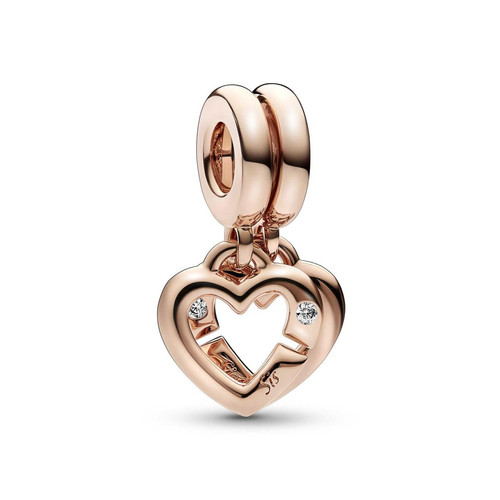 Pandora - Charm Pendant Pandora Moments Doré rose - Cœurs Entrelacés Sœurs Séparables  - Idees cadeaux noel bijoux charms