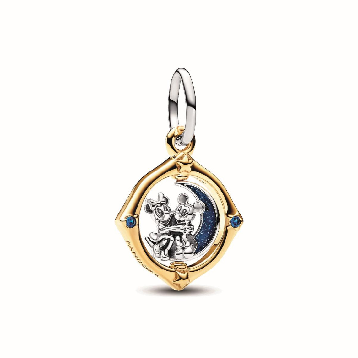 Charm Pendant Mickey et Minnie Lune Pivotante Bimatière - Disney x Pandora