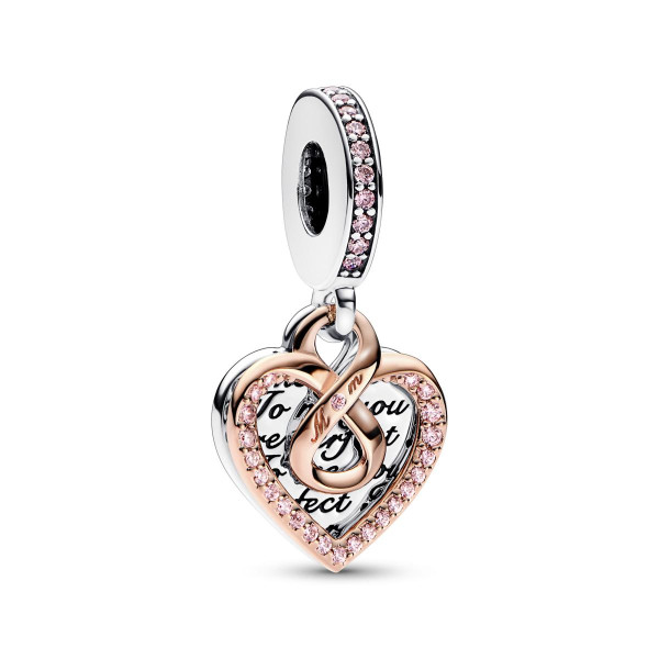 Pandora Charm Pendant Double Cœur de l’Infini Bimatière Rose - pandora Moments  782641C01