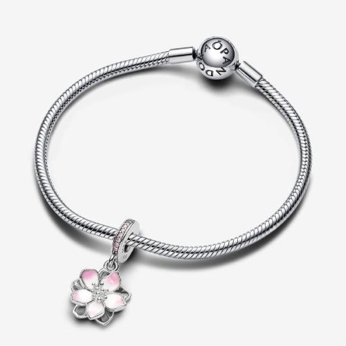 Pandora Charm fleur de cerisier en argent sterling avec zircons roses fantaisie et émail rose ombré Pandora Timeless  Argent 925/1000 790667C01