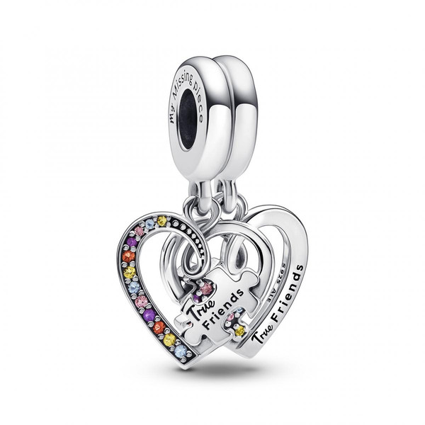 Pandora Charm Pendant Séparable Cœurs et Pièces de Puzzle de l’Amitié Multicolore 792239C01
