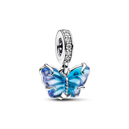 Pandora - Charm Pendant Papillon Murano Bleu - Charms pandora verre de murano