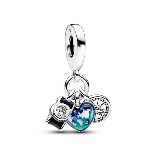 Pandora - Charm Pendant Triple Appareil Photo, Cœur et Boussole - Bijoux charms multicolore