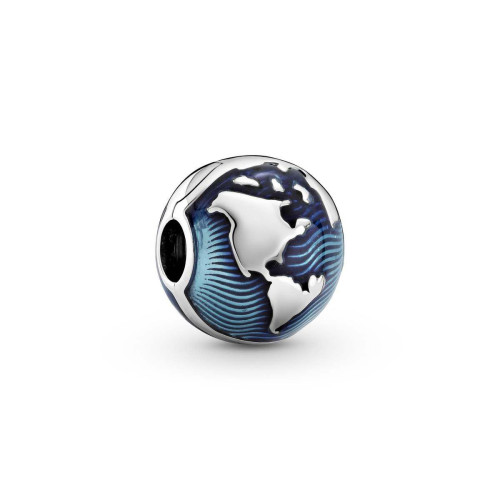 Pandora - Charm Clip argent Globe Bleu Pandora Places - Pandora pas cher