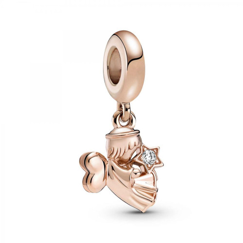 Pandora - Charm Pendant rose gold Ange à Ailes en forme de Cœur Pandora Moments - Charms or rose