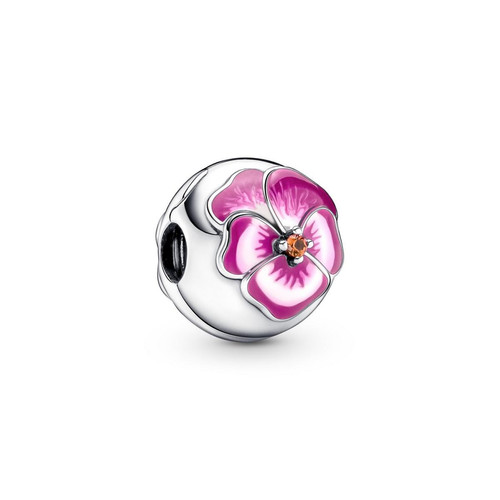 Pandora - Charm clip argent Pandora Moments florale rose - Bijoux charms rose