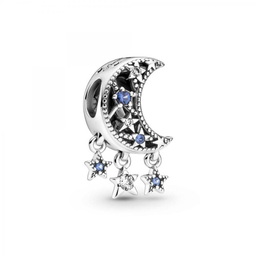 Pandora - Charm argent Pandora Moments Étoile & Croissant de Lune - Charms et bijoux saint valentin